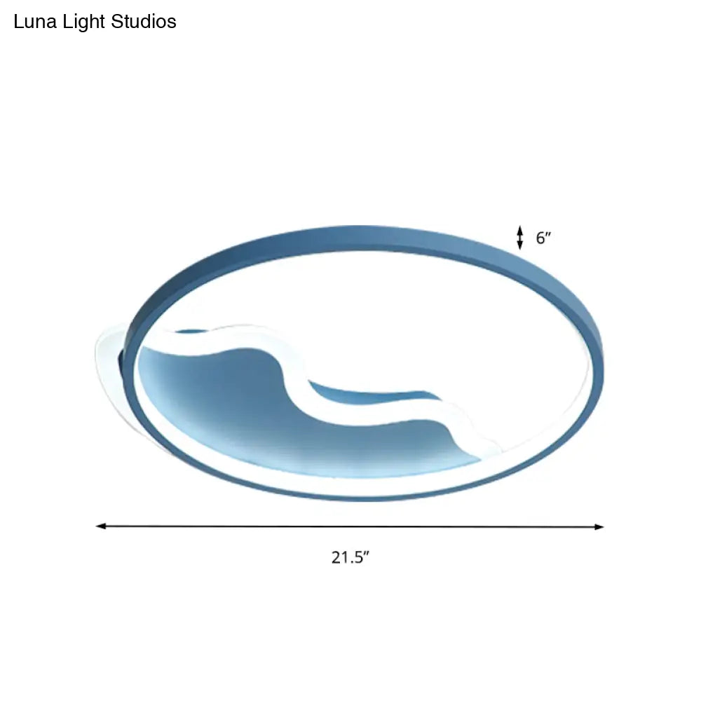 Contemporary Ring Flush Mount Led Lamp For Bedroom 18’/21.5’ - White/Pink/Blue With Warm/White Light