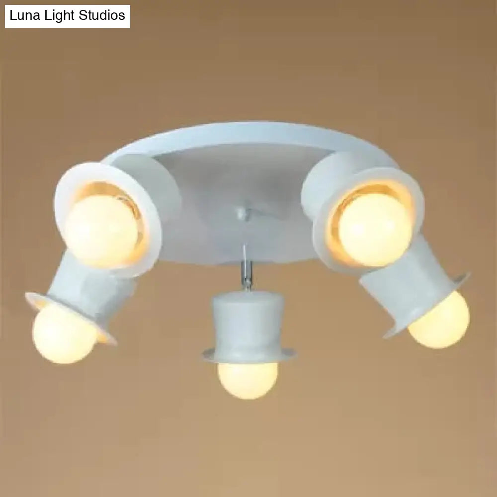 Contemporary Rotatable Ceiling Lamp In White For Boys’ Bedroom