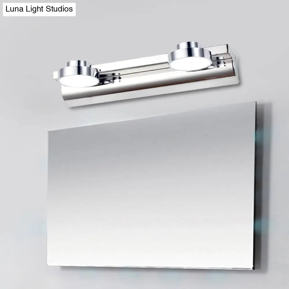 Contemporary Round Wall Lamp - Stainless Steel With 2/3 Lights And Warm/White Light Silver Finish