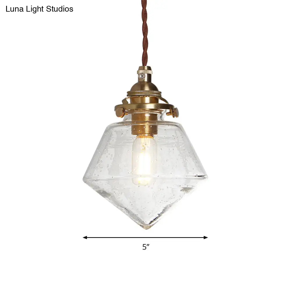 Contemporary Schoolhouse Pendant Glass Lamp With Clear Shade For Kitchen Island
