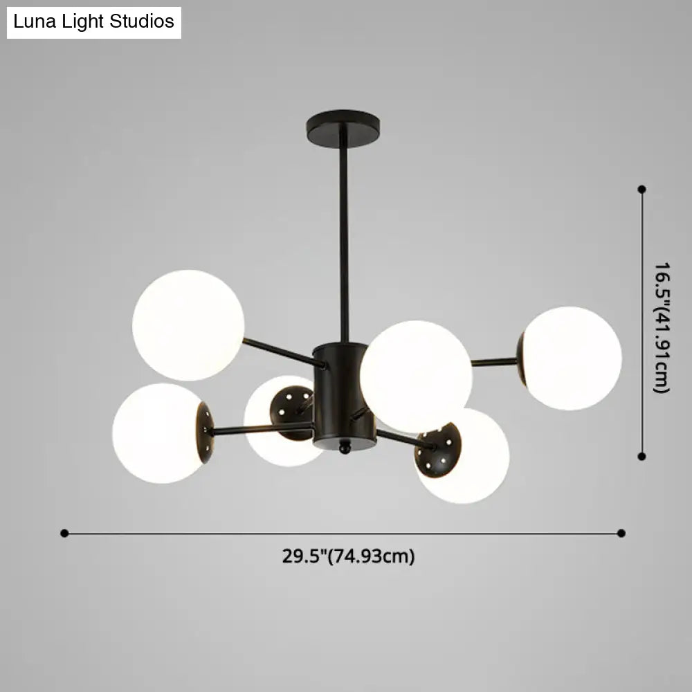 Contemporary Spherical Glass Chandelier Light For Living Room Ceiling