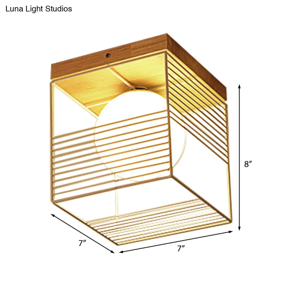 Contemporary Square Flush Mount Pendant Light - White/Black Metal Ideal For Bedroom Ceiling