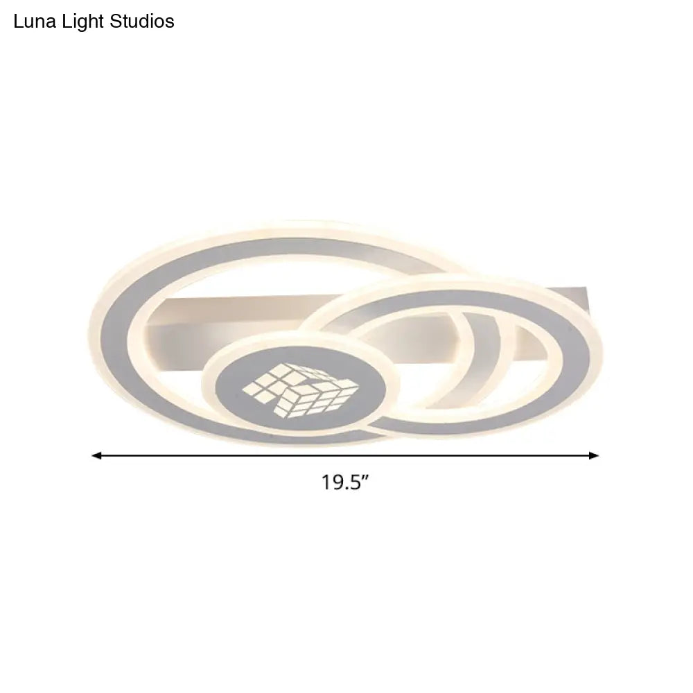 Contemporary Square Pattern Acrylic Led Flush Light - Warm/White Remote Control Dimmable Ceiling