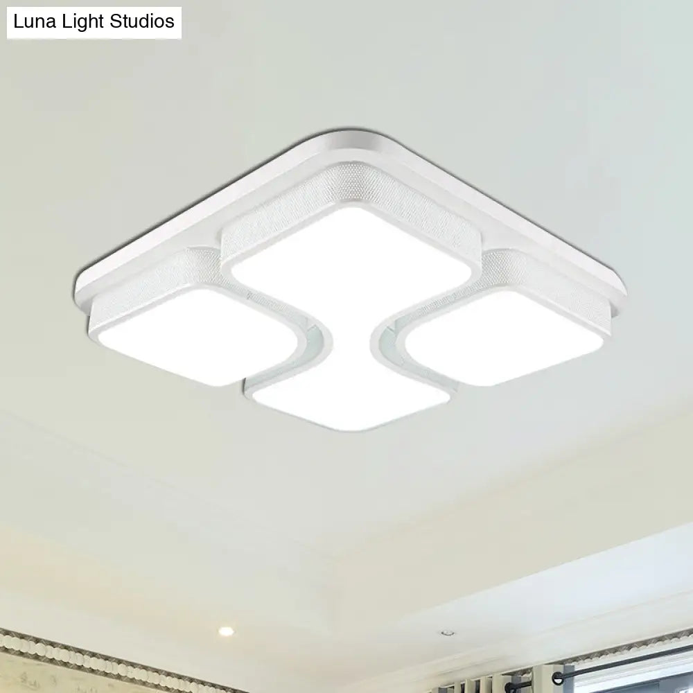 Contemporary Squared Metallic Ceiling Mounted Led Light - 17’/21’ Black/White Flushmount