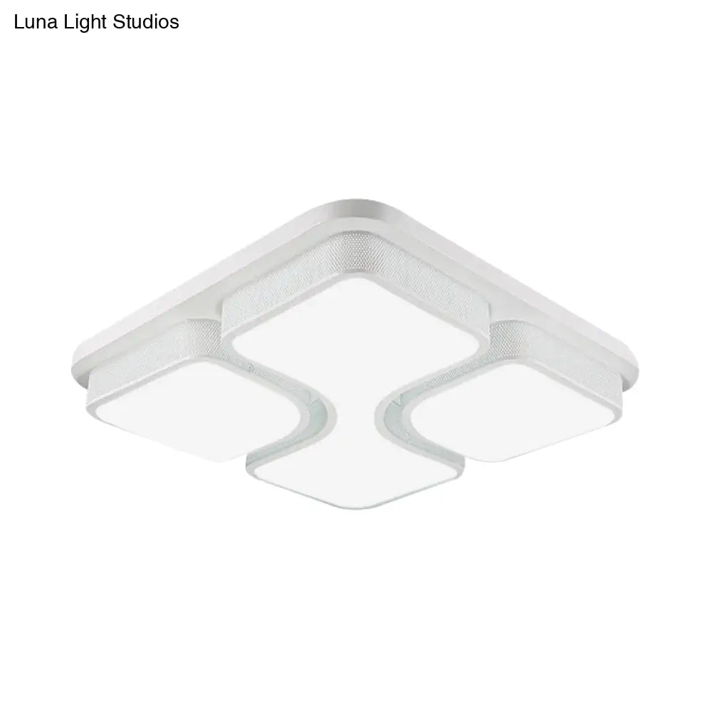 Contemporary Squared Metallic Ceiling Mounted Led Light - 17’/21’ Black/White Flushmount
