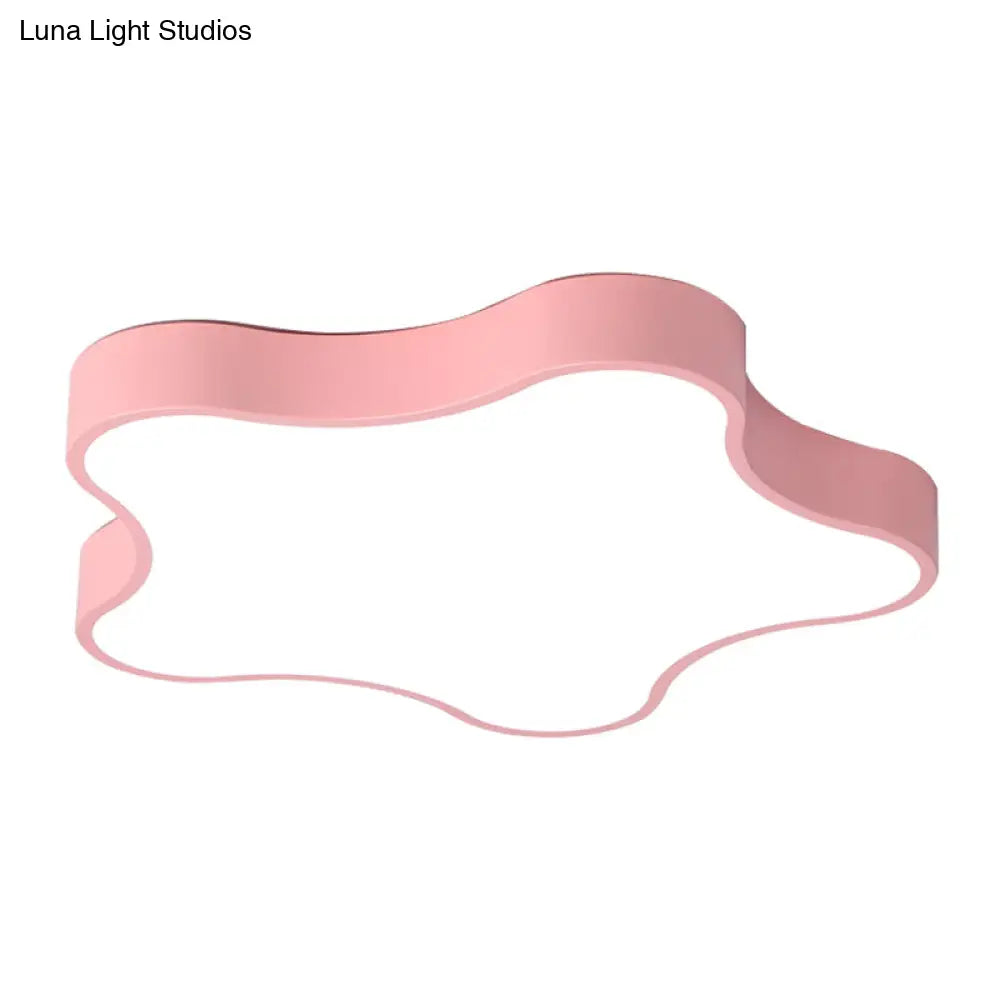 Contemporary Star Flush Mount Light Fixture - 1-Light Metal Ceiling Pink / 16.5 White