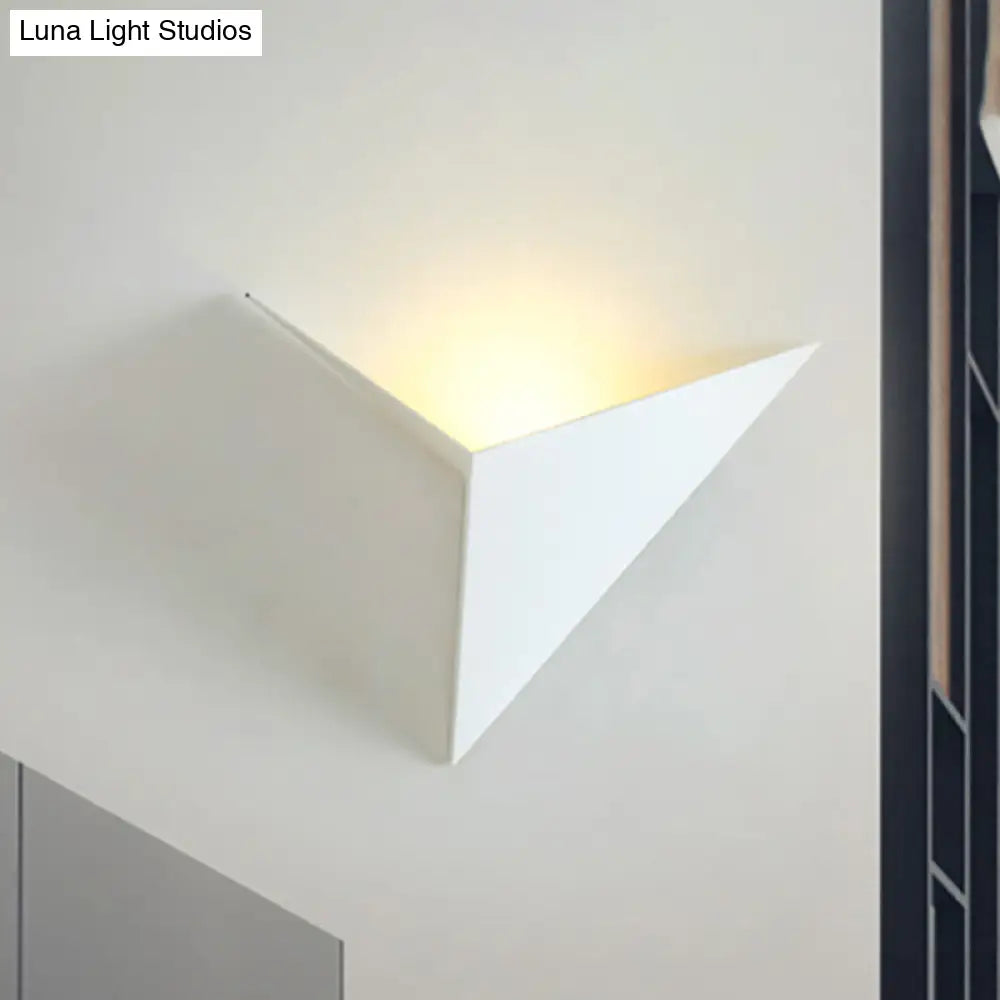 Contemporary Triangle Sheet Wall Lamp - Acrylic Black/White Led Sconce Light In Warm/White