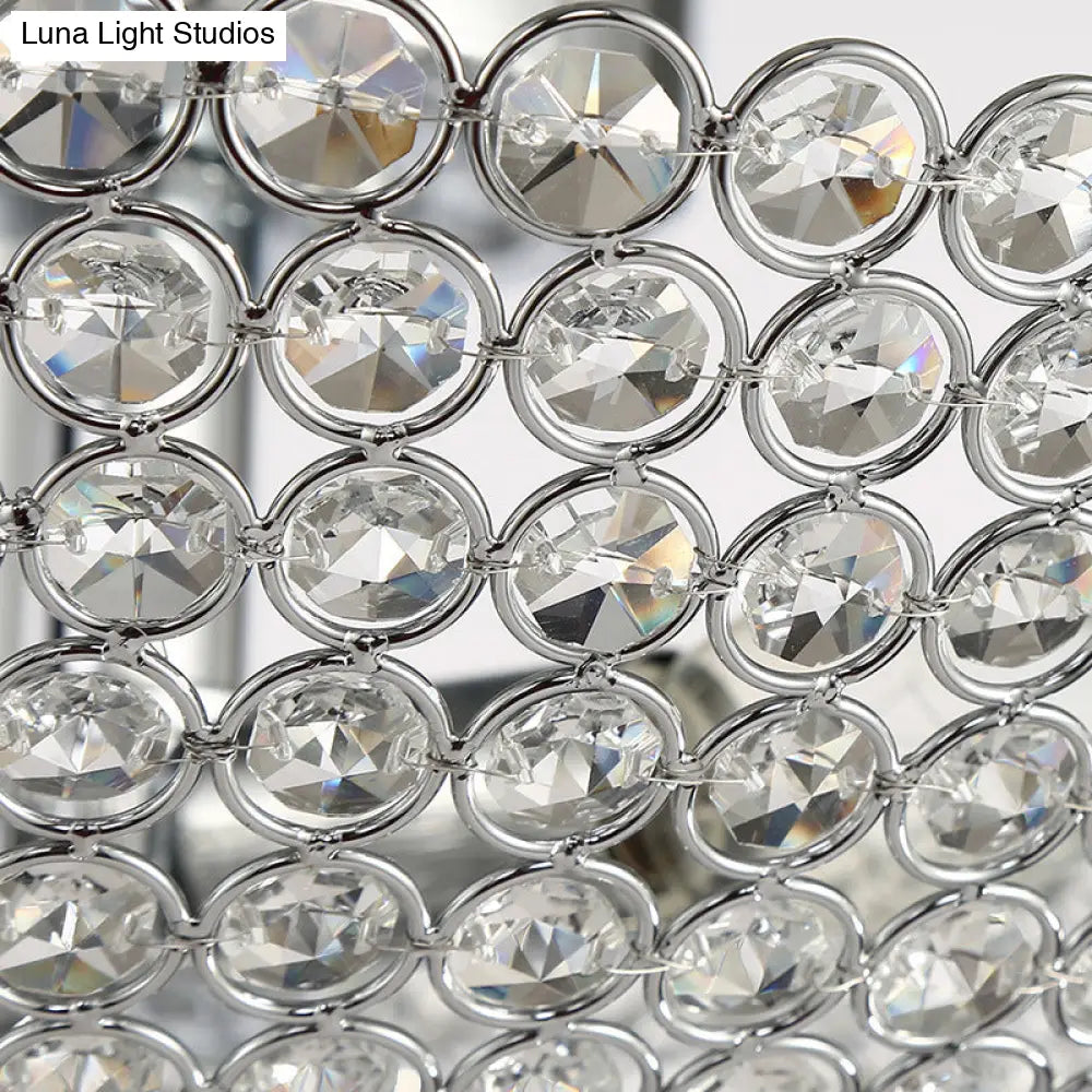 Contemporary Triple Light Chrome Flush Mount Ceiling With Clear K9 Crystal Bowl
