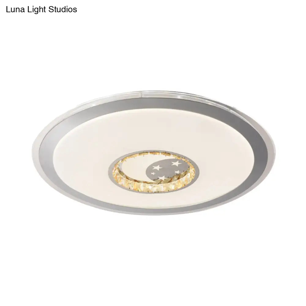 Contemporary White Crystal Led Ceiling Light For Sleeping Room With Stunning Heart/Moon/Star Designs