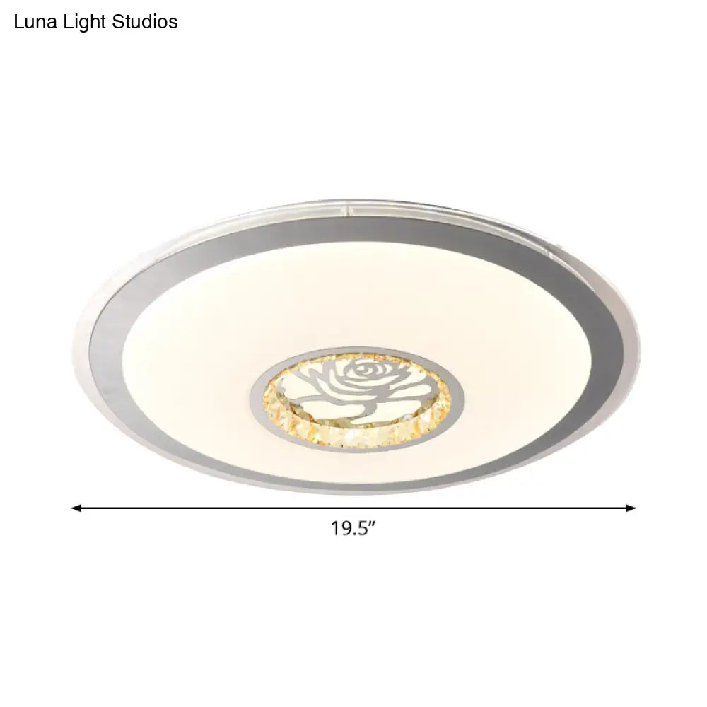 Contemporary White Crystal Led Ceiling Light For Sleeping Room With Stunning Heart/Moon/Star Designs
