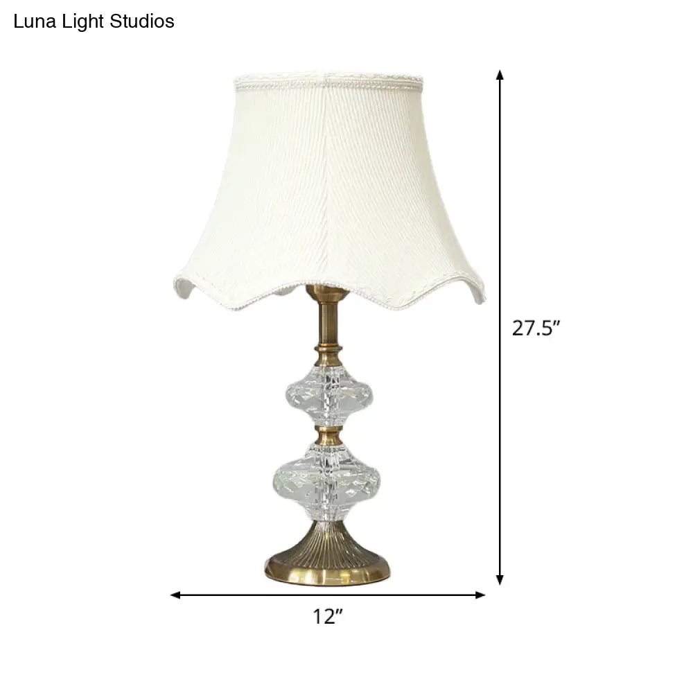 Contemporary White Night Table Lamp With Flare Shade For Bedroom