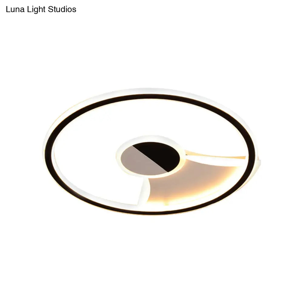 Contemporary White/Warm Flush Mount Lighting: Acrylic 16’/19.5’/23.5’ Lights In Black