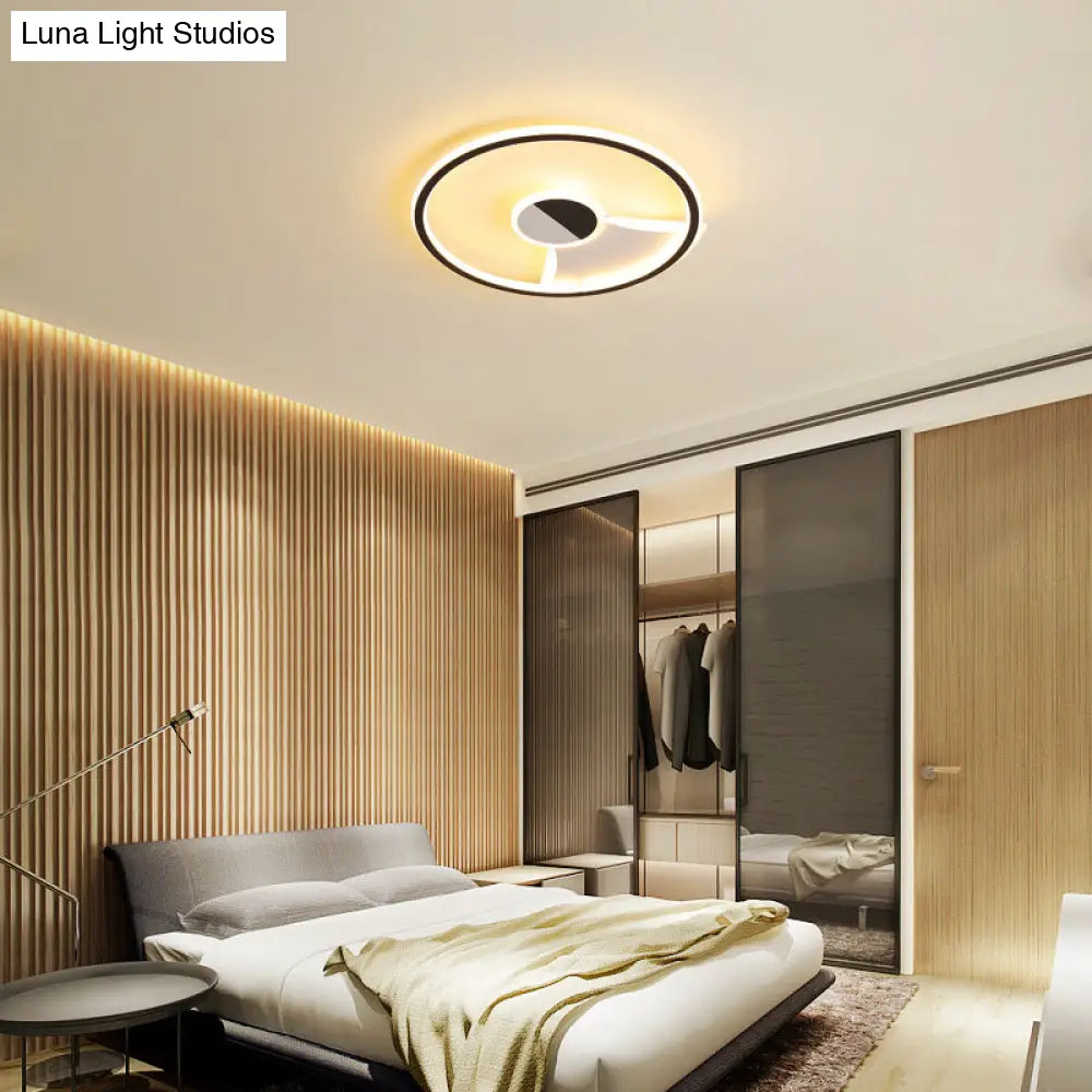 Contemporary White/Warm Flush Mount Lighting: Acrylic 16’/19.5’/23.5’ Lights In Black