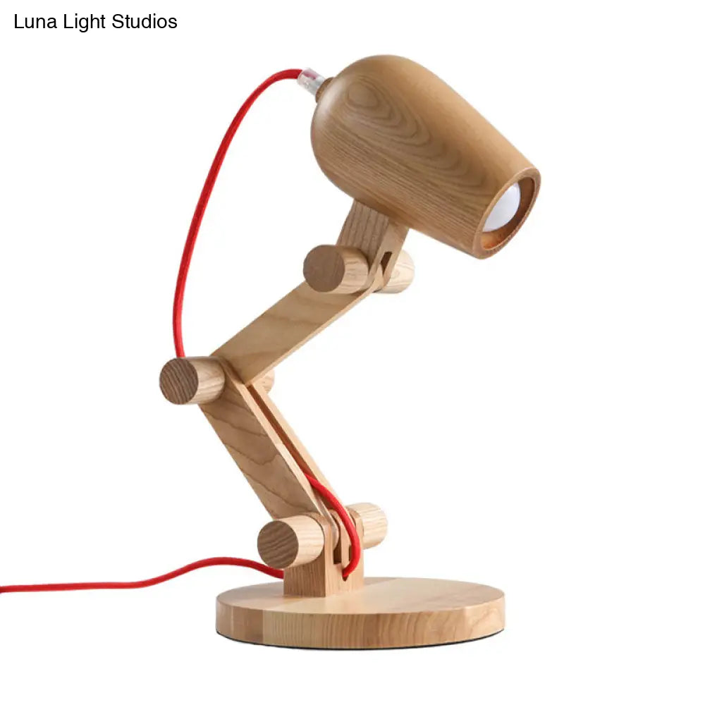 Contemporary Wood Swing Arm Night Table Lamp - Beige Ideal For Living Room
