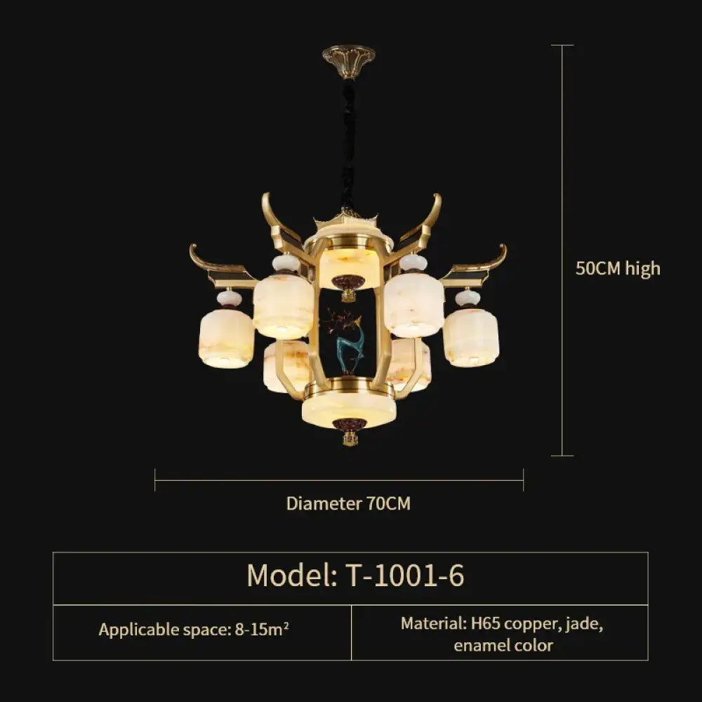Copper Chandelier with Marble 20+ Lights Remote Control 6 Heads D70CM / Three colours chandelier