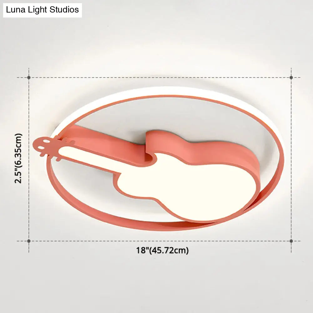Creative Guitar Flush Mount Ceiling Light For Bedroom - 1 Metal Fixture