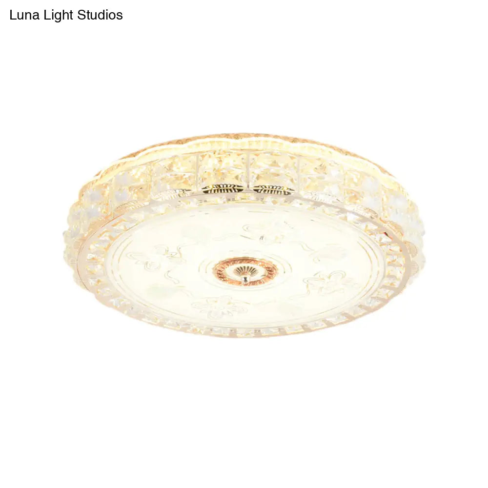 Crystal Shade Led Ceiling Light With Contemporary Gold Finish