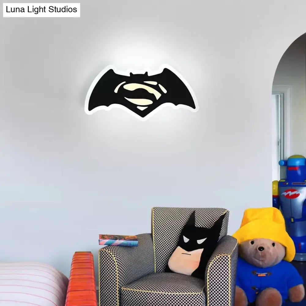 Cute Cartoon Slim Panel Wall Light For Kids Bedroom - Acrylic Sconce With Adorable Pattern