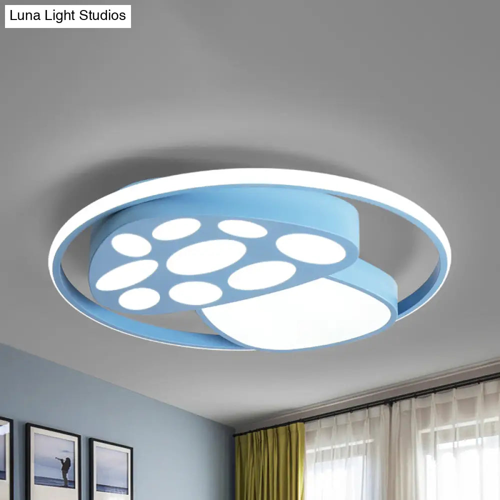 Cute Mushroom Flush Mount Ceiling Lamp For Kindergarten - Cartoon Acrylic And Metal Design Blue /