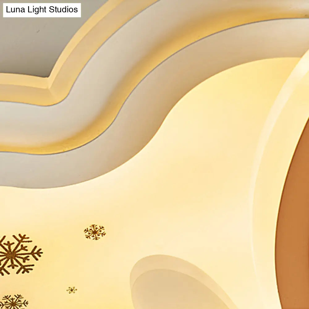 Deer Face Flushmount Led Ceiling Light With Cloud Canopy - Ideal For Nursing Room