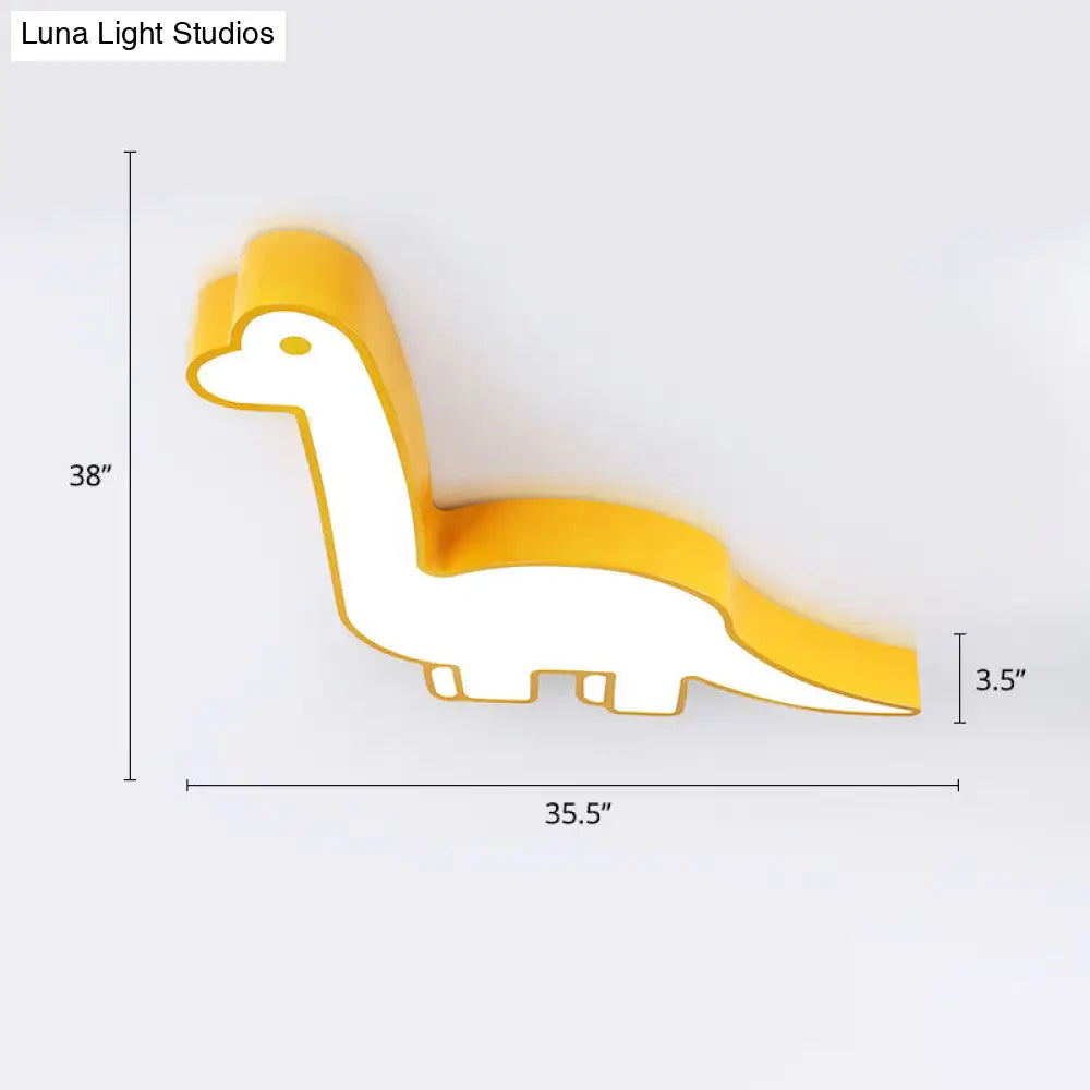 Dinosaur Led Flushmount Ceiling Lamp For Kids Room - Metal Flush - Mount Light Fixture