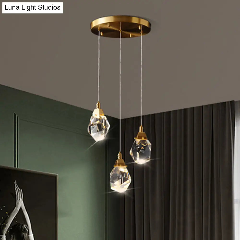 Emily - Gemstone Led Pendant Light: Artistic Brass Fixture For Dining Room