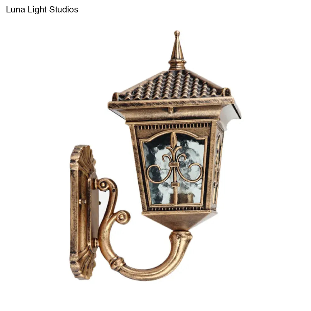 Farmhouse Wall Mount Lantern Light With Clear Glass Shade - Black/Bronze Finish 1