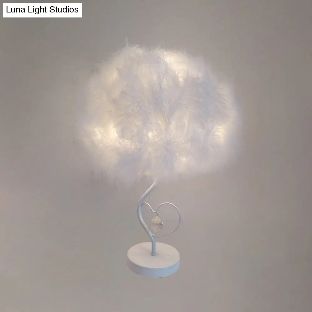 Feather Cloud Table Lamp: Romantic Nordic White Night Light With Crystal Accent