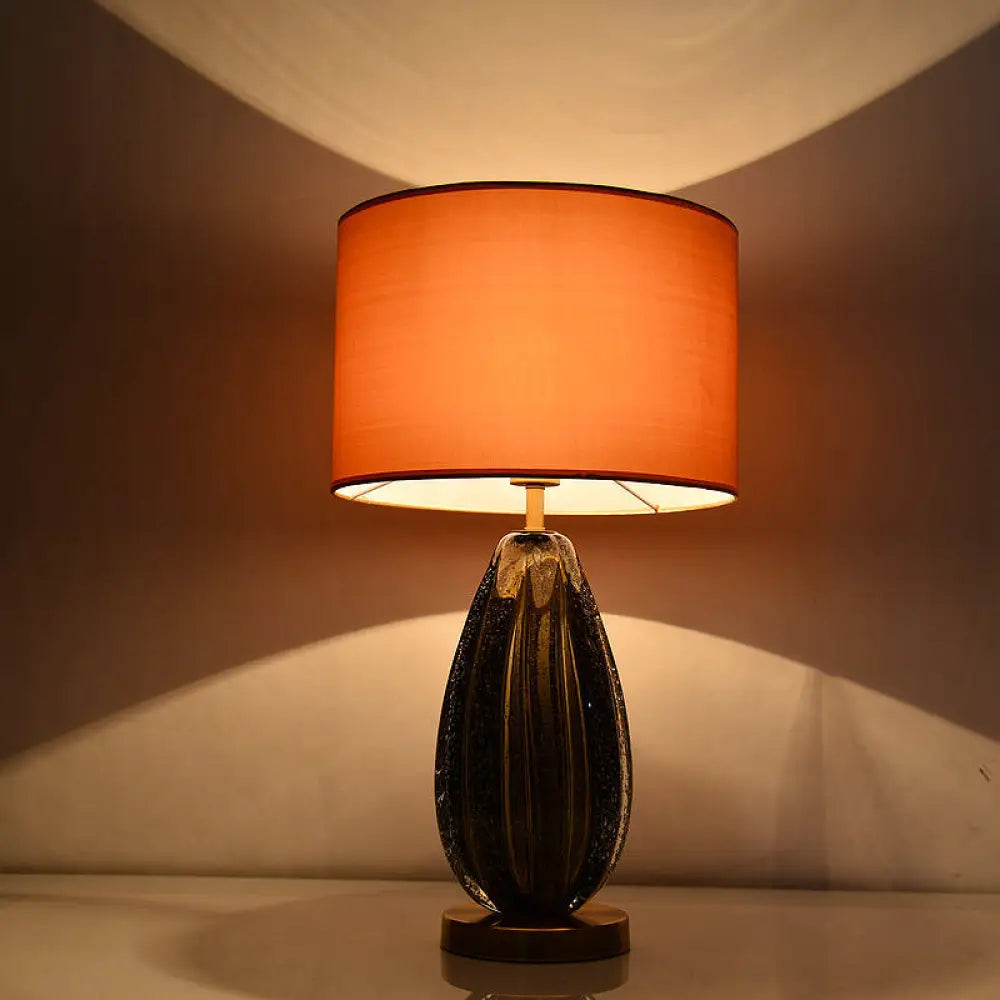 Federica - Vintage 1-Light Melon Table Lamp Ideas Hand-Worked Green Bubble Glass Night Lighting