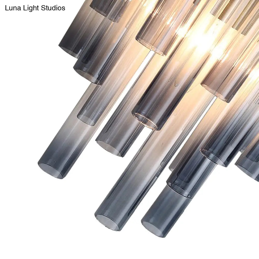 Fluted Glass Cylinder Wall Light Postmodern Brass Hallway Sconce (1-Light Fixture)