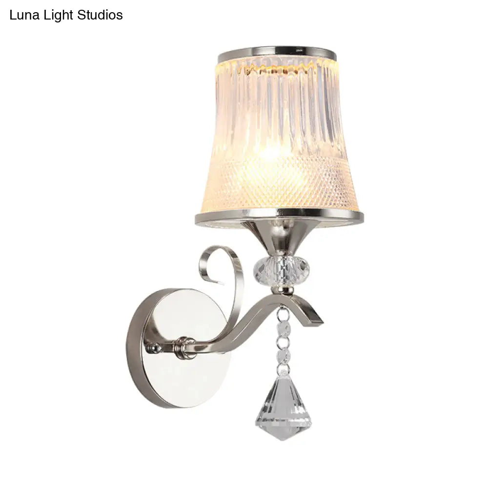 Frosted Glass Bell Wall Sconce - Modern Chrome Lighting For Bedroom