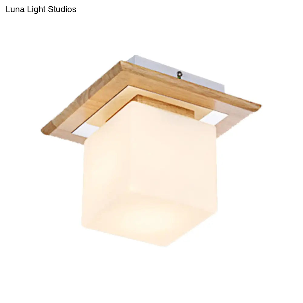 Frosted Glass Geometric Flush Mount Light - Nordic Style Ceiling Fixture For Corridor In White