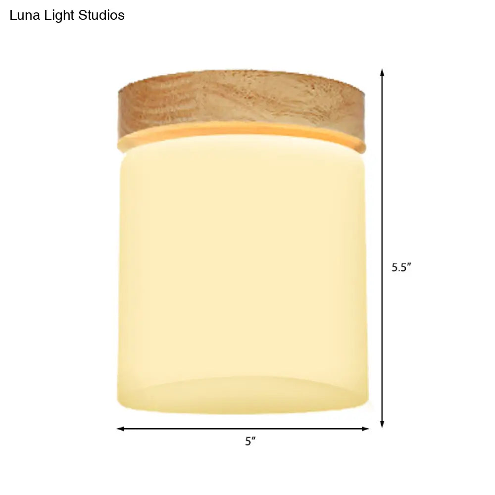 Frosted Glass Geometric Flush Mount Light - Nordic Style Ceiling Fixture For Corridor In White
