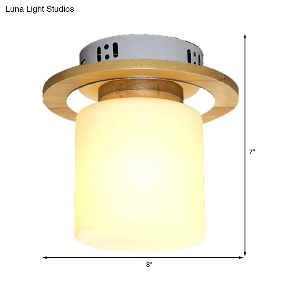 Frosted Glass Geometric Flush Mount Light - Nordic Style Ceiling Fixture For Corridor In White