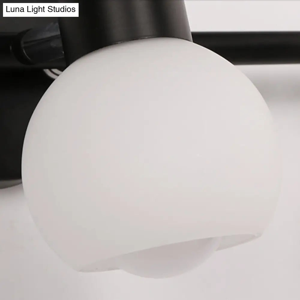 Frosted Glass Vanity Lighting - Traditional Style 2/3 Lights Bathroom Wall Lamp Black