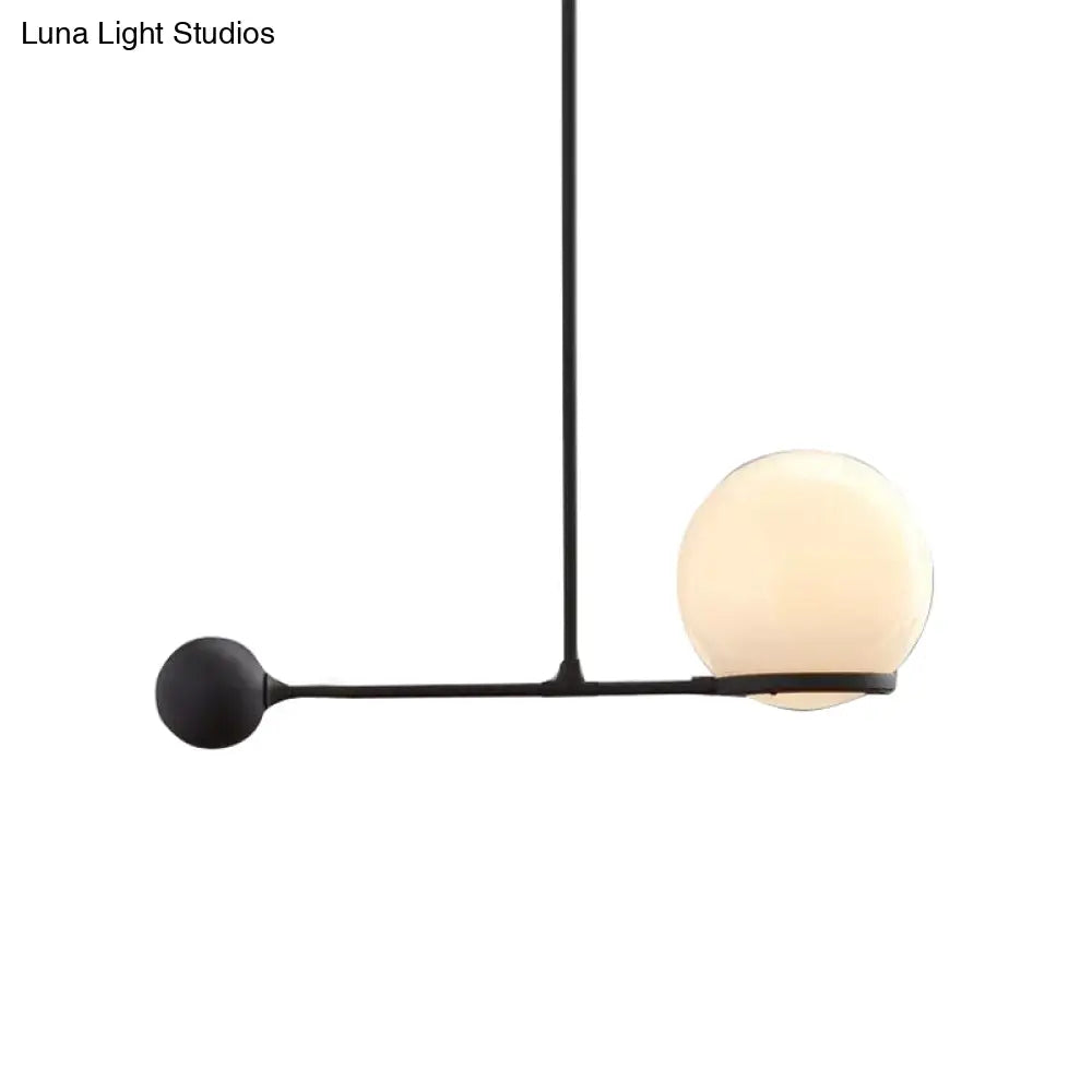 Frosted White Glass Globe Hotel Ceiling Suspension Lamp: Elegant 1-Head Postmodern Drop Pendant