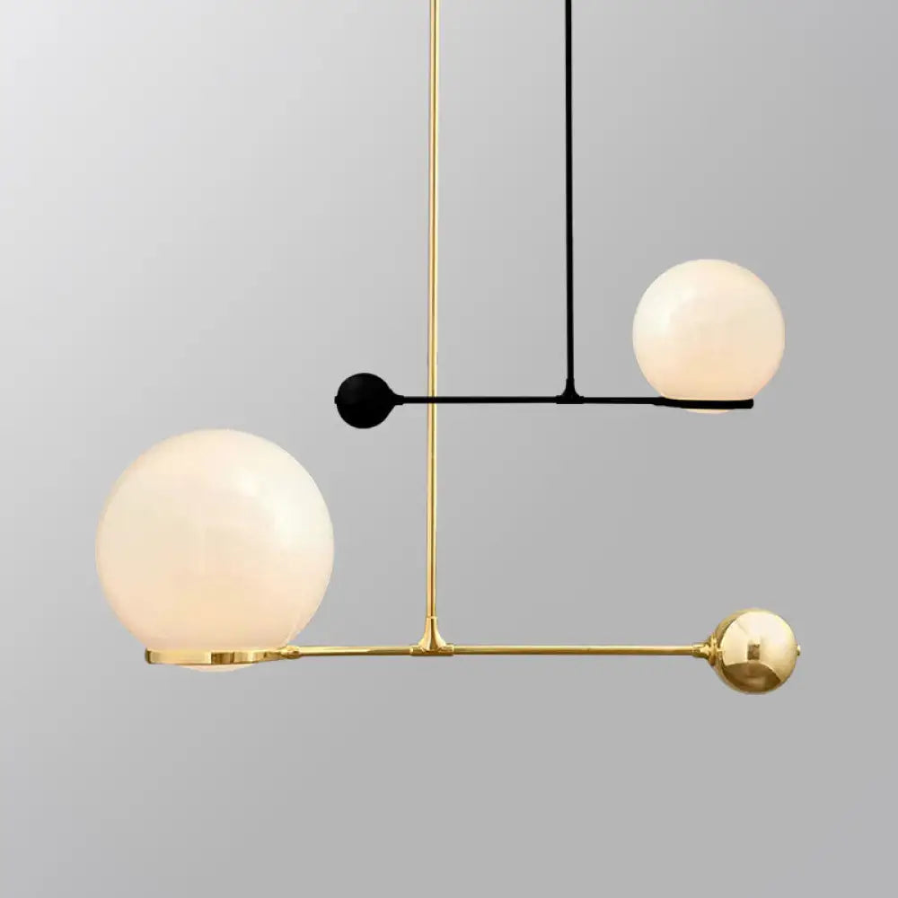 Frosted White Glass Globe Hotel Ceiling Suspension Lamp: Elegant 1-Head Postmodern Drop Pendant