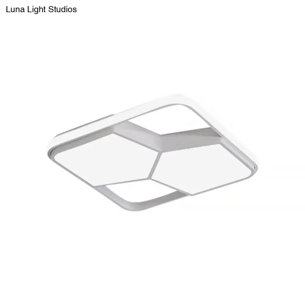 Geometric Led Ceiling Light In Black/White Acrylic - Contemporary Flush Mount Lamp For Bedroom With
