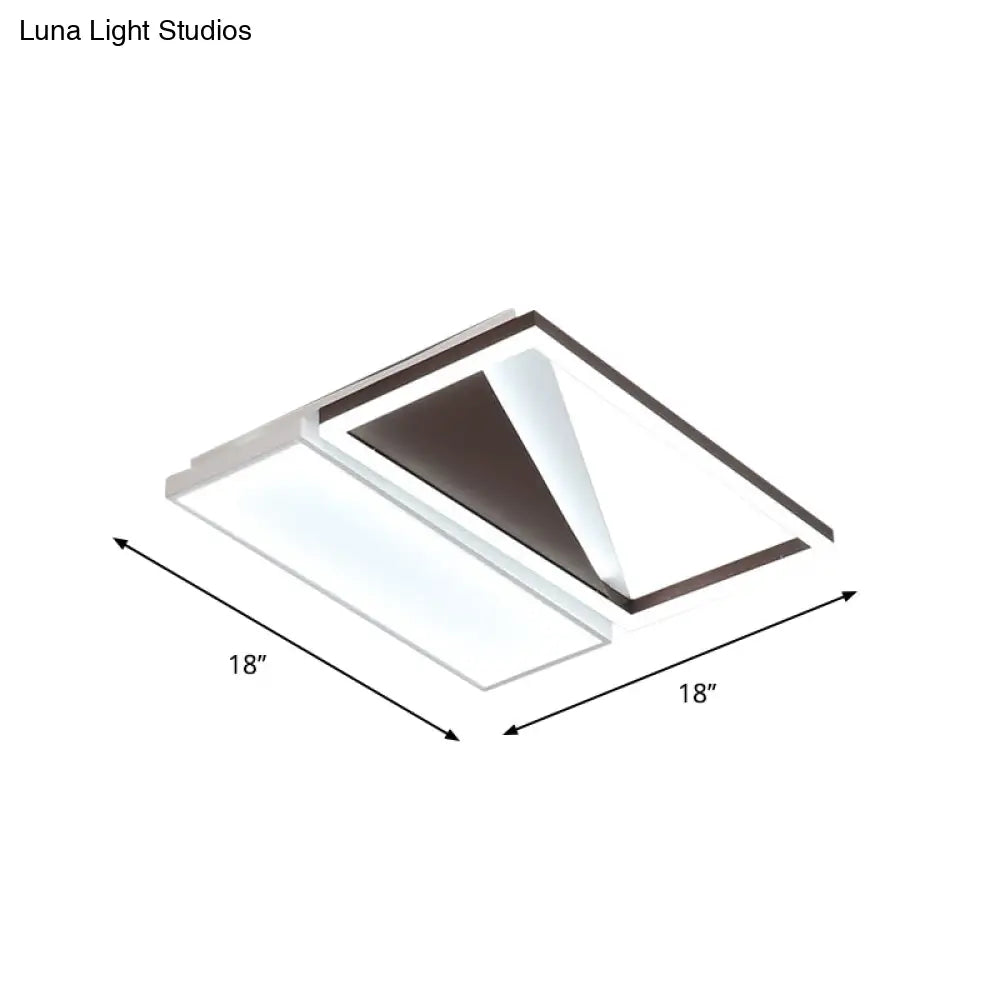 Geometric Led Flush Mount Light Black And White Acrylic Modern Design 18’/21.5