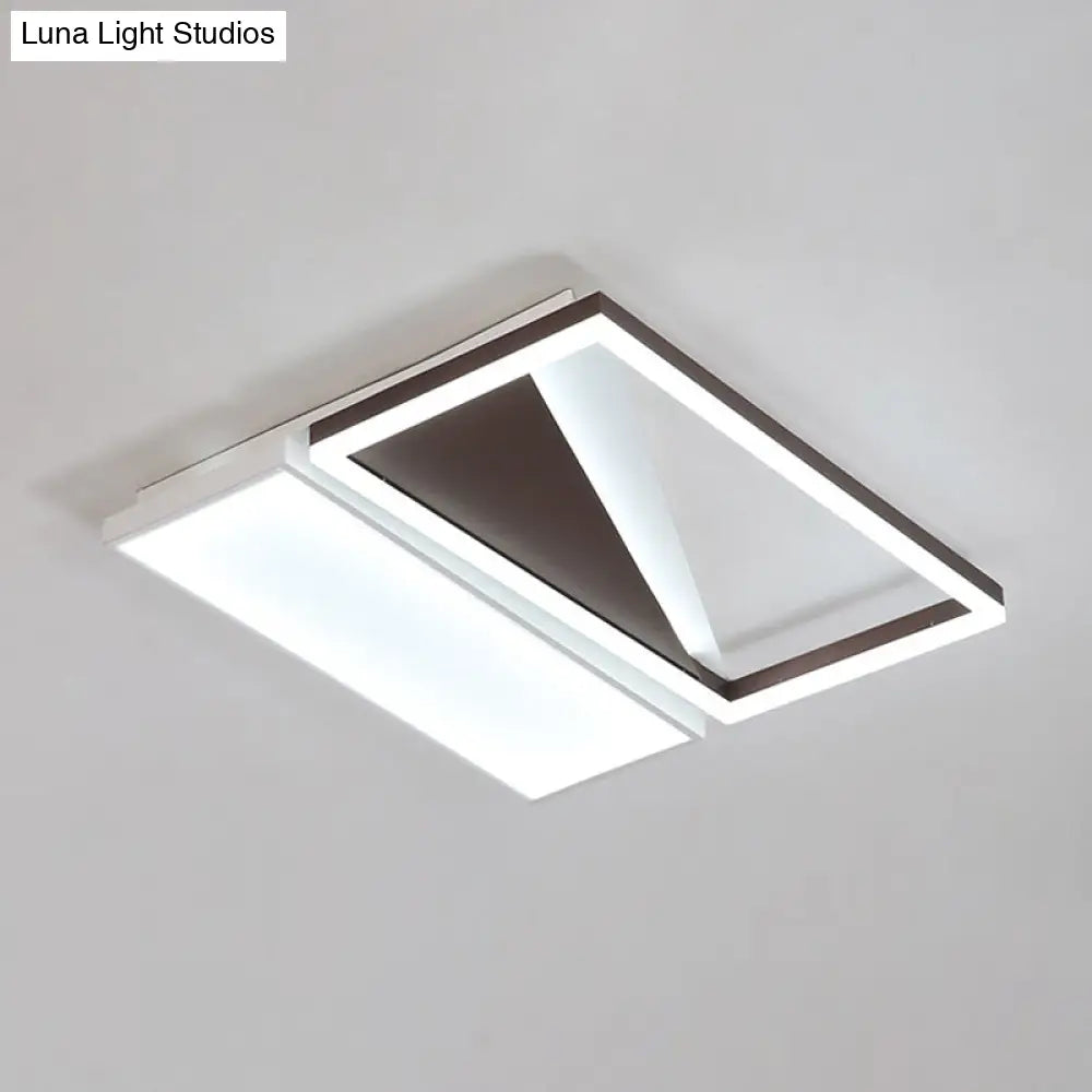 Geometric Led Flush Mount Light Black And White Acrylic Modern Design 18’/21.5