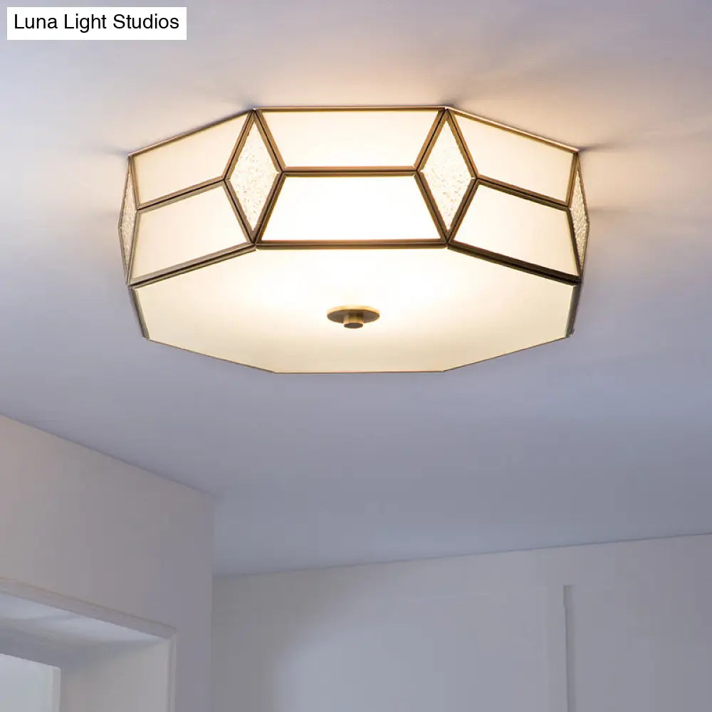 Geometrical Flush Mount Traditional White Glass Chandelier - Wide Options 2/3 Bulbs