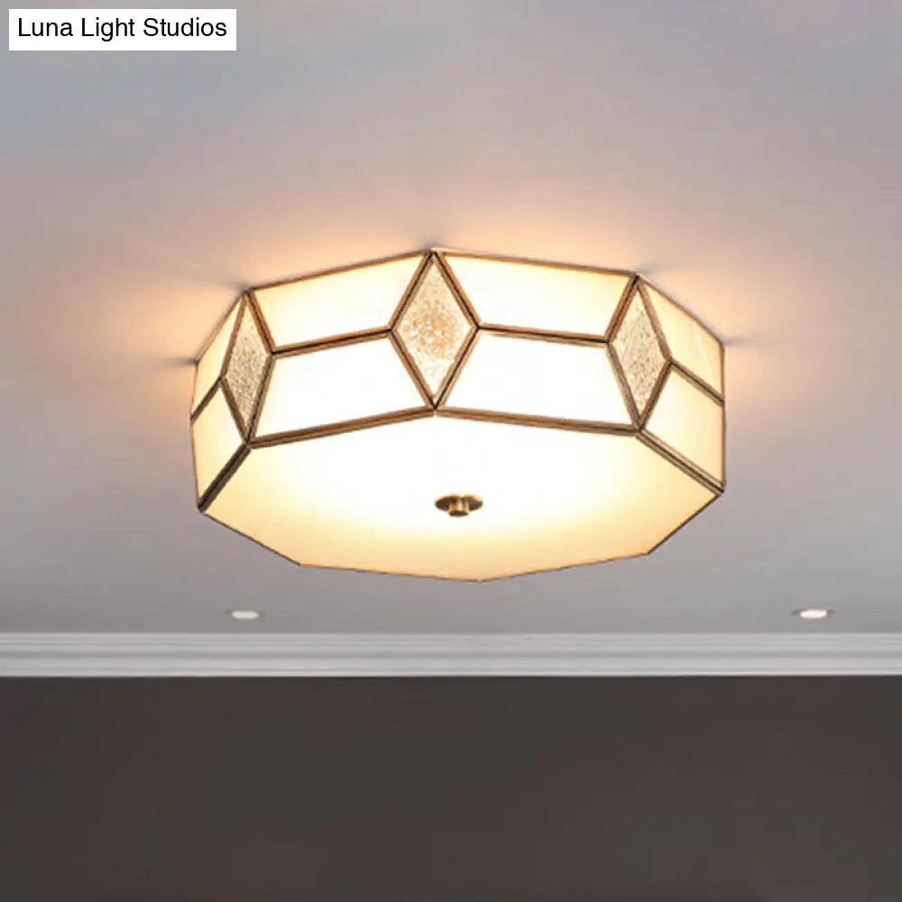 Geometrical Flush Mount Traditional White Glass Chandelier - Wide Options 2/3 Bulbs