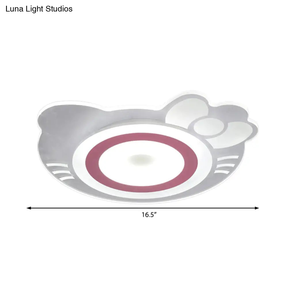 Girl Bedroom Kitten Led Ceiling Light In White And Pink - Adorable Stylish
