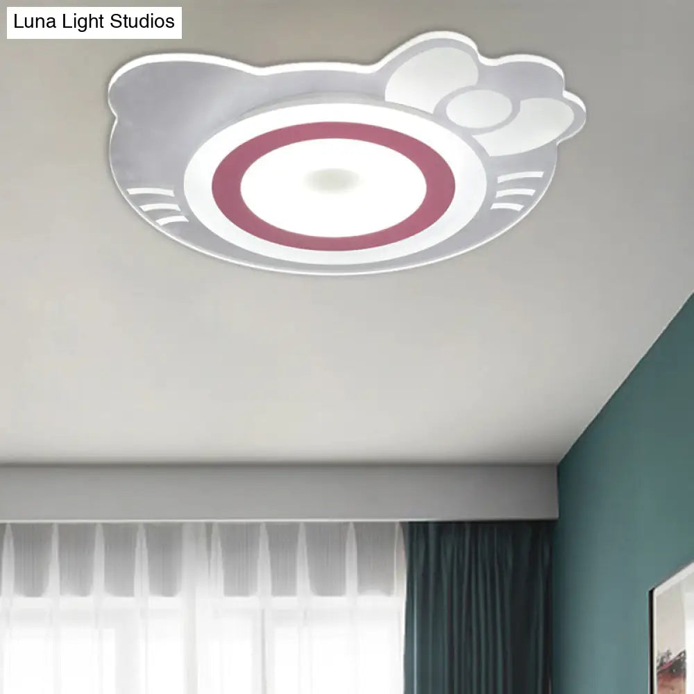 Girl Bedroom Kitten Led Ceiling Light In White And Pink - Adorable Stylish
