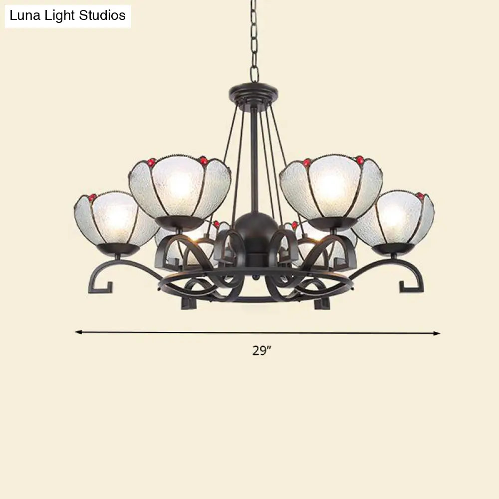 Glamorous Tiffany Chandelier With Frosted Glass Suspension And Multiple Sizes: 3 6 Or 8 Lights In