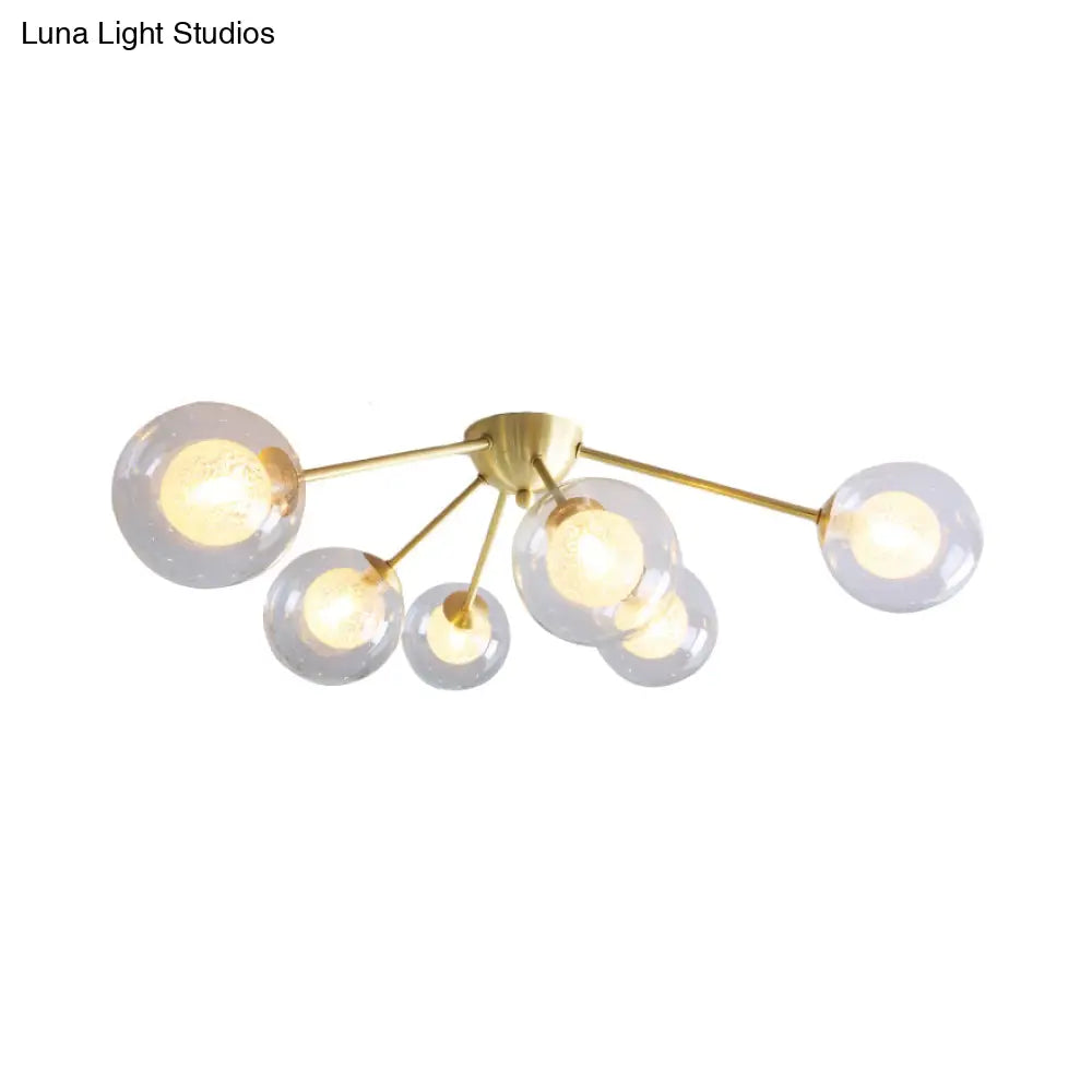Global Semi Flush Mount Light Fixture In Gold With Clear/Amber/Smoke Glass And Led Lights - Perfect