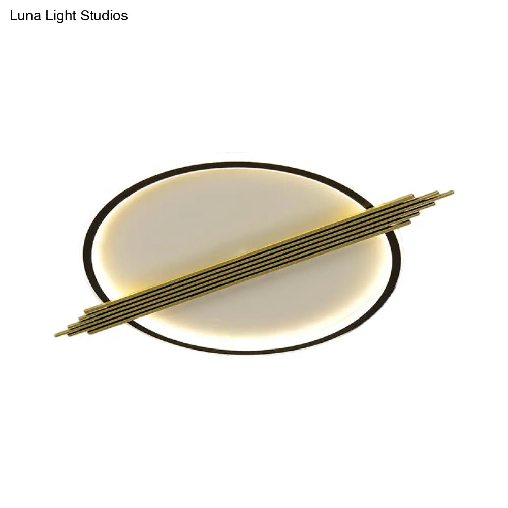 Gold - Black Circle Led Flushmount Ceiling Light With Acrylic Shade Warm/White 24.5’/28.5’ W
