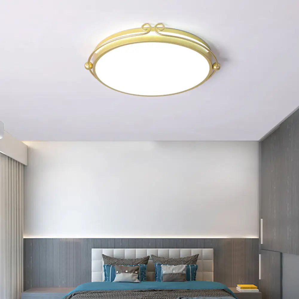 Gold Cartoon Led Flush Mount Ceiling Light Fixture For Bedroom - Acrylic Material / 16’ White
