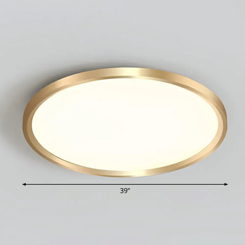 Gold Circle Bedroom Ceiling Flush Mount Led Light With Acrylic Simplicity / 39’ Remote Control