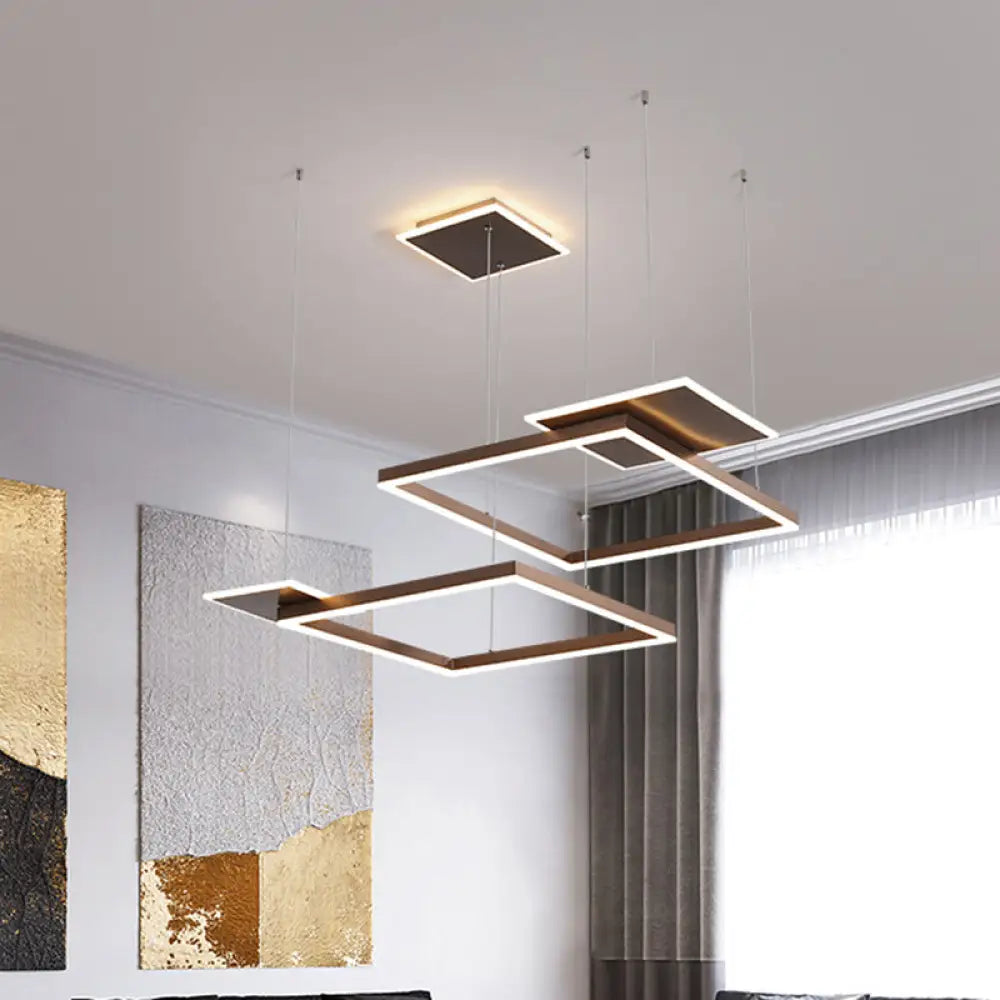 Modern Led Suspension Chandelier In Gold/Coffee With Warm/White Light